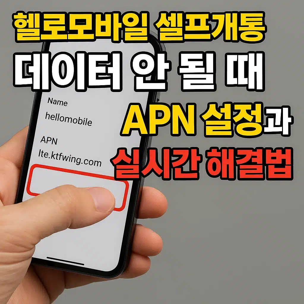 헬로모바일 셀프개통 APN 설정